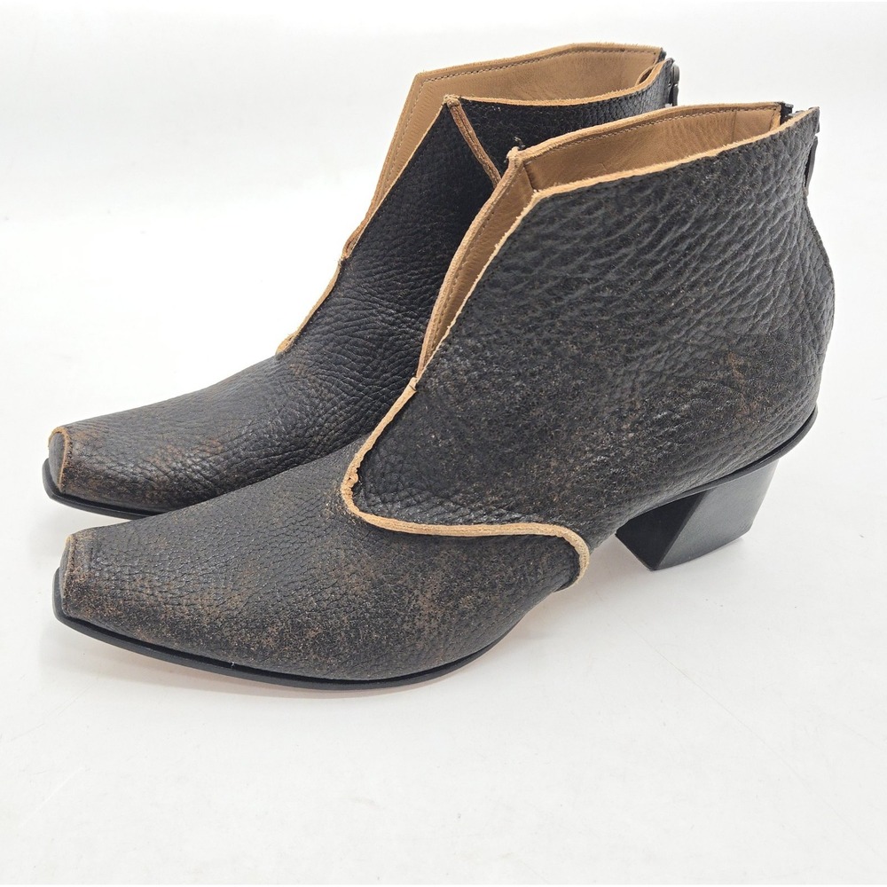 Cydwoq Ankle Boots Size 40 US 10 Brown Leather Back Zip Block Heel Hand Made USA - Picture 3 of 12